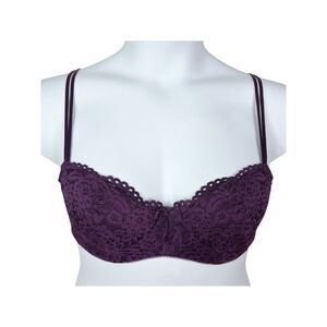 Wacoal B.Tempt'd Ciao Bella Balconette Bra sz 38C * Eggplant Purple Lace Lifting